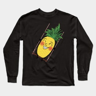 Cartoony Pineapple on a swing Long Sleeve T-Shirt